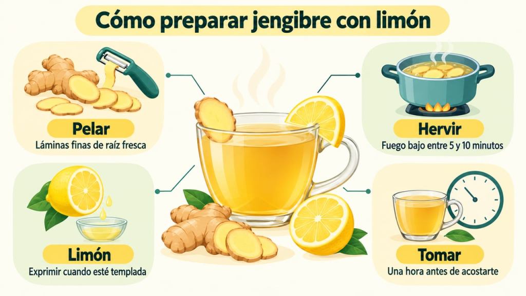 Infusión de jengibre y limón por la noche: qué beneficios tiene y cuándo conviene&nbsp;evitarla
